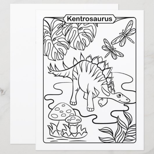 恐竜の着色ページ – Kentrosaurus (正面/裏面)