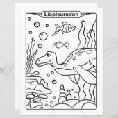恐竜の着色ページ – Liopleurodon (正面/裏面)