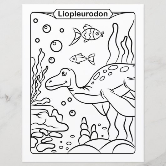 恐竜の着色ページ – Liopleurodon (正面)