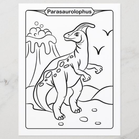 恐竜の着色ページ – Parasaurolophus (正面)