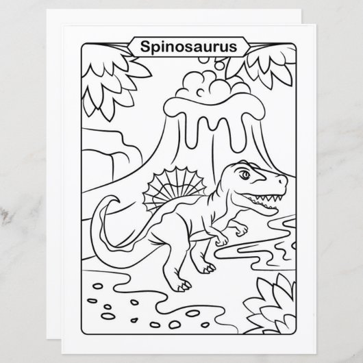 恐竜の着色ページ – Spinosaurus (正面/裏面)