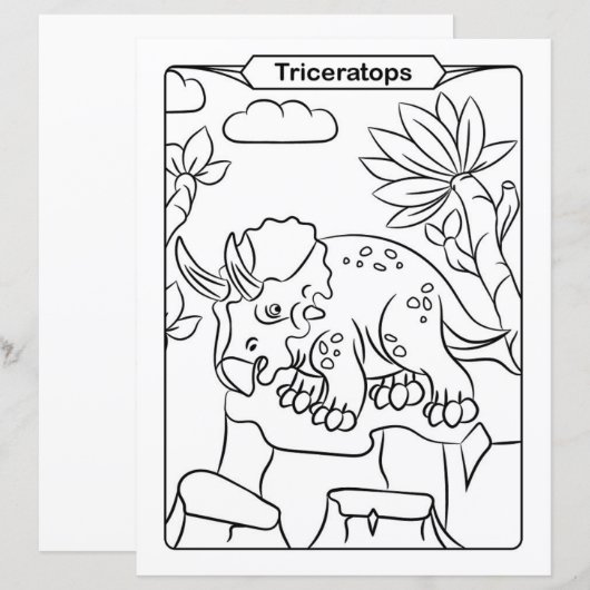 恐竜の着色ページ – Triceratops (正面/裏面)