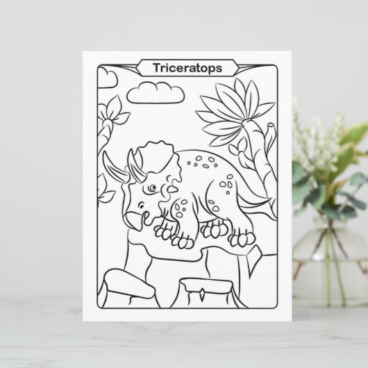 恐竜の着色ページ – Triceratops (スタンド正面)