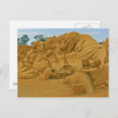 恐竜の砂の城の彫刻渦物語 ポストカード (正面/裏面)