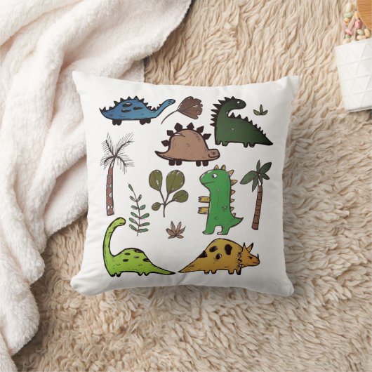 恐竜の種の漫画子供部屋子枕 クッション (ブランケット)
