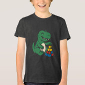 恐竜の積み木で遊ぼう トライブレンドTシャツ (正面)