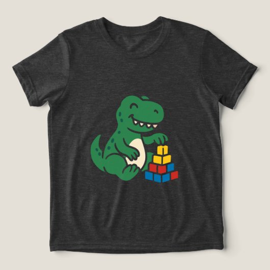 恐竜の積み木で遊ぼう トライブレンドTシャツ (デザイン正面)