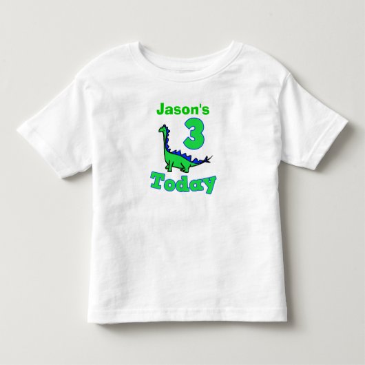 恐竜の第三誕生日の男の子のシャツ トドラーTシャツ (正面)