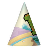 恐竜の第1誕生会のカスタム パーティーハット (左)