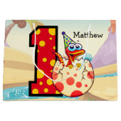 恐竜の第1誕生会のカスタム ラージペーパーバッグ