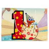 恐竜の第1誕生会のカスタム ラージペーパーバッグ