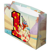 恐竜の第1誕生会のカスタム ラージペーパーバッグ