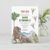 恐竜の第2の誕生日パーティの招待状 セーブザデート (スタンド正面)
