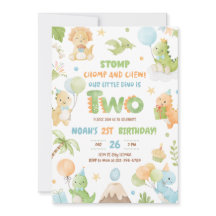 恐竜の第2の誕生日パーティの招待状