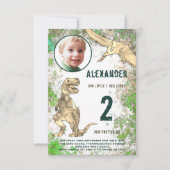 恐竜の第2の誕生日パーティー予算 招待状 (正面)