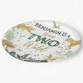 恐竜の第2の誕生日パーティー ペーパープレート (アングル)