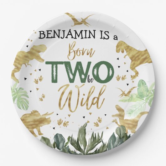 恐竜の第2の誕生日パーティー ペーパープレート (正面)