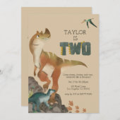 恐竜の第2の誕生日招待状 招待状 (正面/裏面)