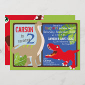 恐竜の第2誕生日招待状カード 招待状 (正面/裏面)