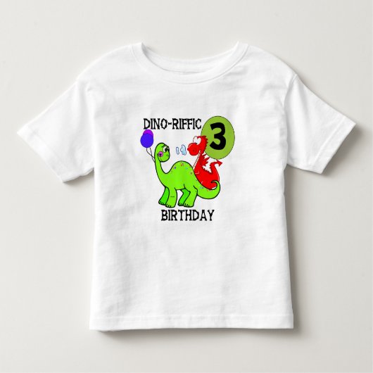 恐竜の第3誕生日のTシャツおよびギフト トドラーTシャツ (正面)