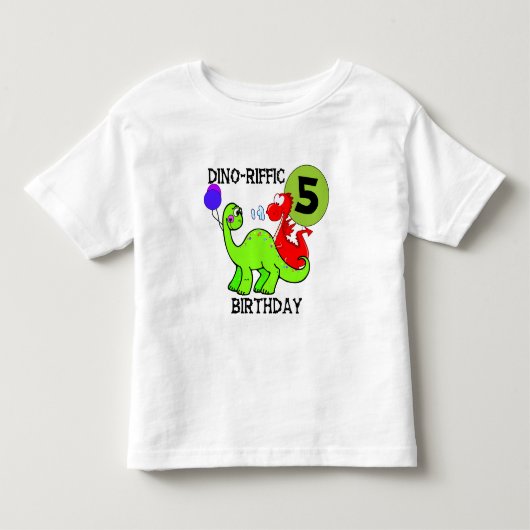 恐竜の第5誕生日のTシャツおよびギフト トドラーTシャツ (正面)