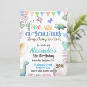 恐竜の第5誕生日5-A – サウルスパーティー 招待状 (スタンド正面)