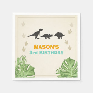 恐竜の紙ナプキンの誕生日のディーノのパーティー スタンダードカクテルナプキン