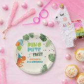 恐竜の紙プレート誕生日ディノダニTレックスボーイ ペーパープレート (パーティー)