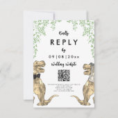 恐竜の結婚ウェブサイトの返信QRコード 出欠カード (正面)