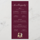 恐竜の結婚式バーガンディ&クリームプログラム メニュー (裏面)