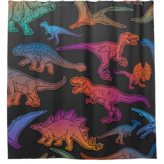 恐竜の絵文字、先史時代の動物の背景。 シャワーカーテン (正面)