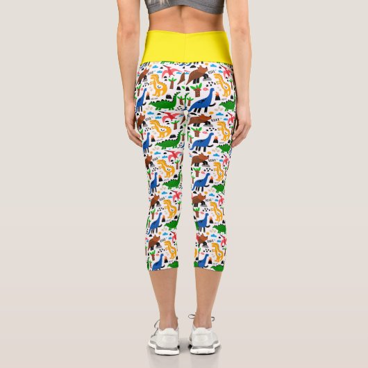 恐竜の継ぎ目のないパターン カプリレギンス (裏面)