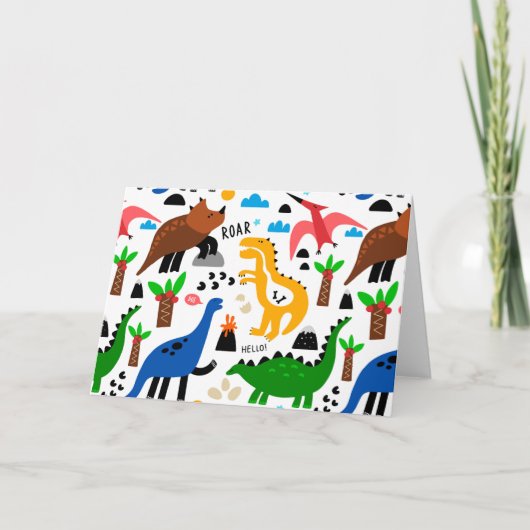 恐竜の継ぎ目のない模様 シーズンカード (正面)