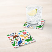 恐竜の継ぎ目のない模様 スクエアペーパーコースター (インサイチュ)