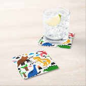 恐竜の継ぎ目のない模様 スクエアペーパーコースター (インサイチュ)