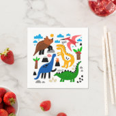 恐竜の継ぎ目のない模様 スタンダードカクテルナプキン (インサイチュ)