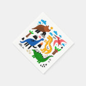 恐竜の継ぎ目のない模様 スタンダードカクテルナプキン (角)