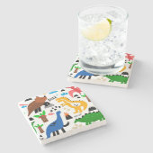 恐竜の継ぎ目のない模様 ストーンコースター (横)