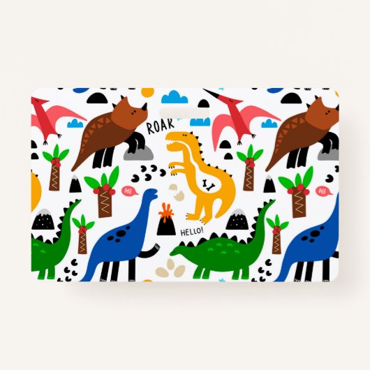 恐竜の継ぎ目のない模様 バッジ (正面)