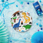 恐竜の継ぎ目のない模様 ペーパープレート (パーティー)