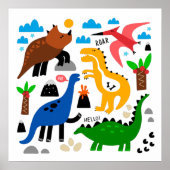 恐竜の継ぎ目のない模様 ポスター (正面)