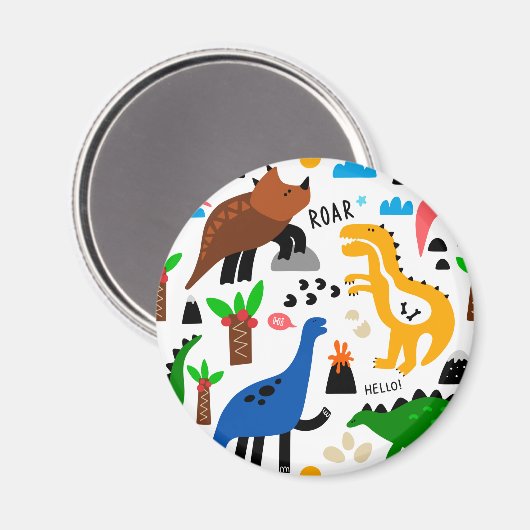 恐竜の継ぎ目のない模様 マグネット (正面/裏面)