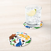 恐竜の継ぎ目のない模様 ラウンドペーパーコースター (インサイチュ)