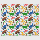 恐竜の継ぎ目のない模様 ラッピングペーパー (フラット)