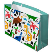 恐竜の継ぎ目のない模様 ラージペーパーバッグ (裏面アングル)