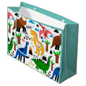 恐竜の継ぎ目のない模様 ラージペーパーバッグ (正面アングル)