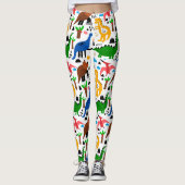 恐竜の継ぎ目のない模様 レギンス (正面)