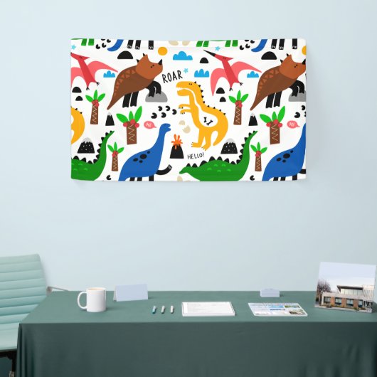 恐竜の継ぎ目のない模様 横断幕 (トレードショー)