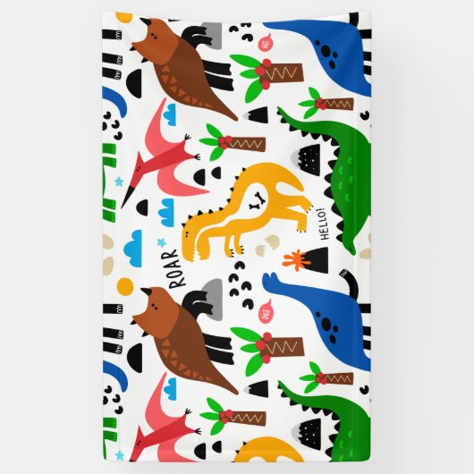 恐竜の継ぎ目のない模様 横断幕 (縦)