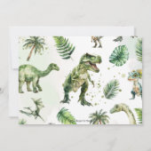 恐竜の緑のジノダニ誕生日パーティーの写真 招待状 (裏面)